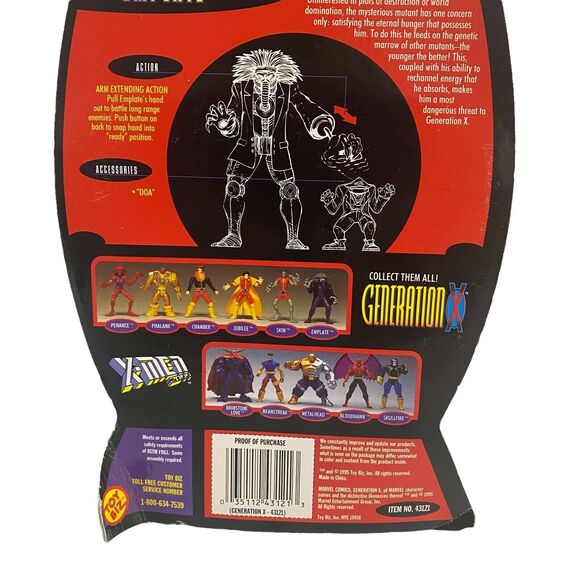 Vintage 1995 Toy Biz Marvel X-Men Generation X EMPLATE Action Figure New - Picture 6 of 7